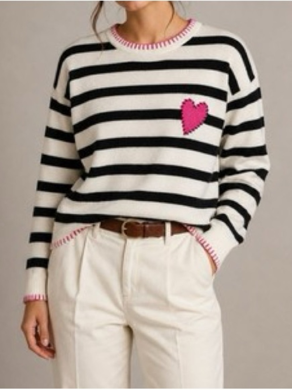 Kerri Rosenthal XOKR Striped Heart Patch Sweater